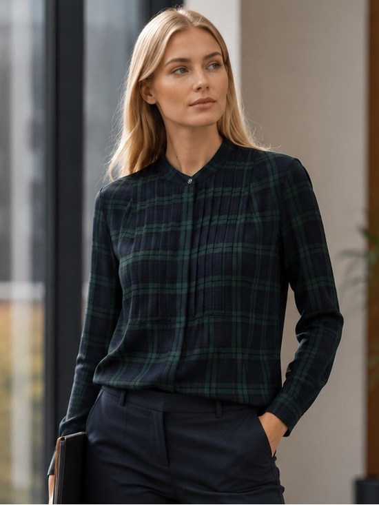 J. Crew Tops - J.Crew Blue Green Plaid Button-Front Blouse – Women’s Size S